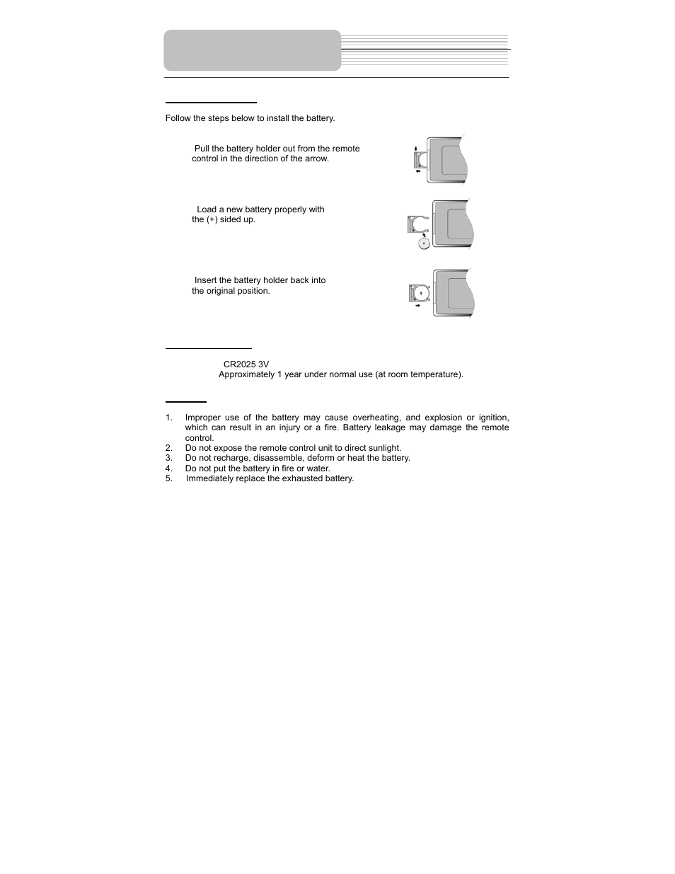 Battery installation for remote control | Polaroid PDM-1035 User Manual | Page 16 / 46