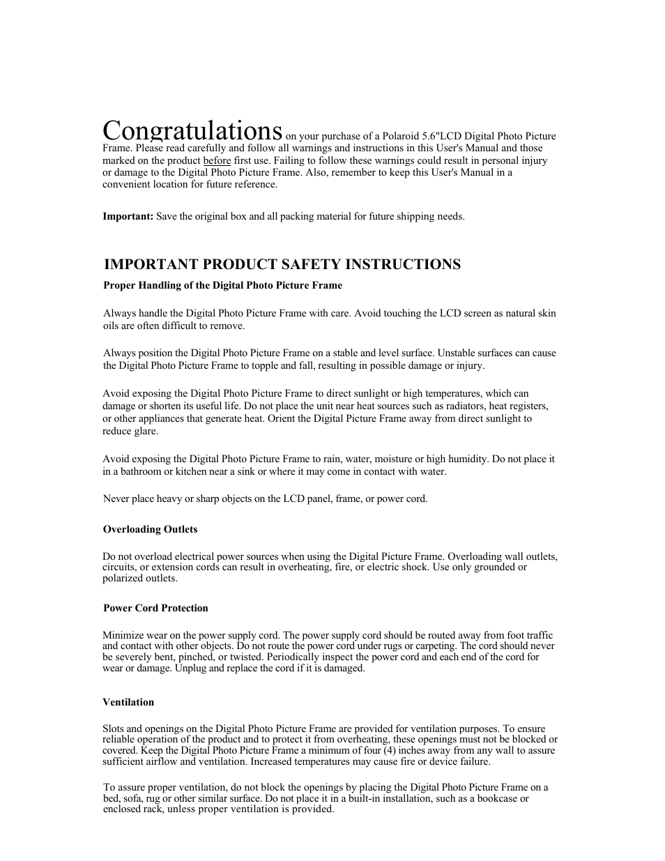 Polaroid IDF-0560 User Manual | Page 2 / 8