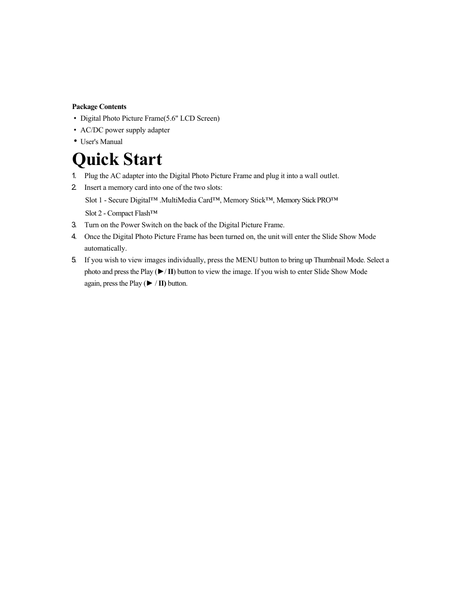 Quick start | Polaroid IDF-0560 User Manual | Page 4 / 8
