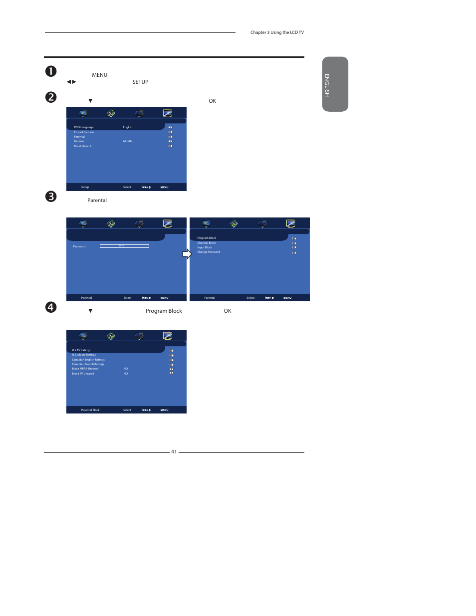 Using the program block settings | Polaroid 4011-TLXB User Manual | Page 43 / 64