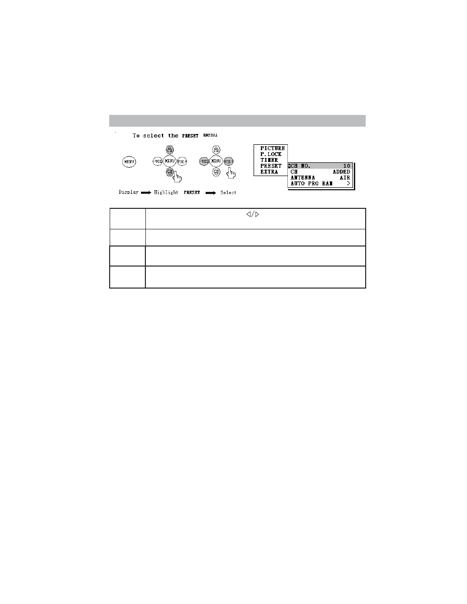 Using the preset menu | Polaroid TTM-2004 User Manual | Page 15 / 19