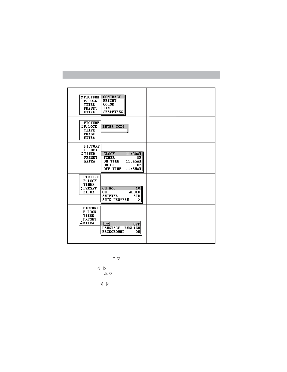 Menu overview | Polaroid TTM-2004 User Manual | Page 8 / 19