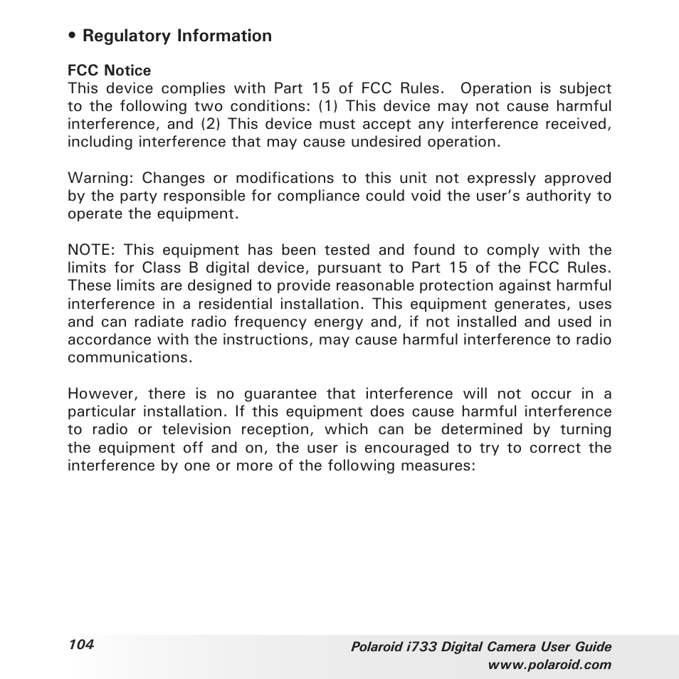 Polaroid i733 User Manual | Page 104 / 105