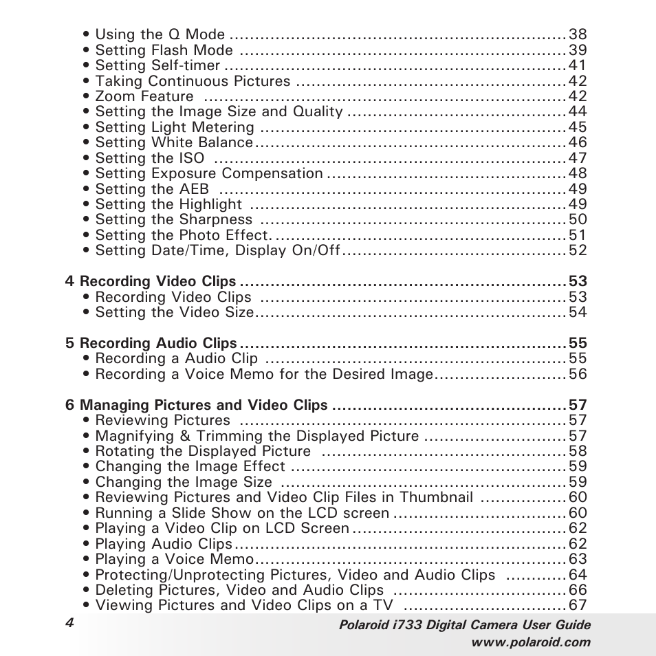 Polaroid i733 User Manual | Page 4 / 105