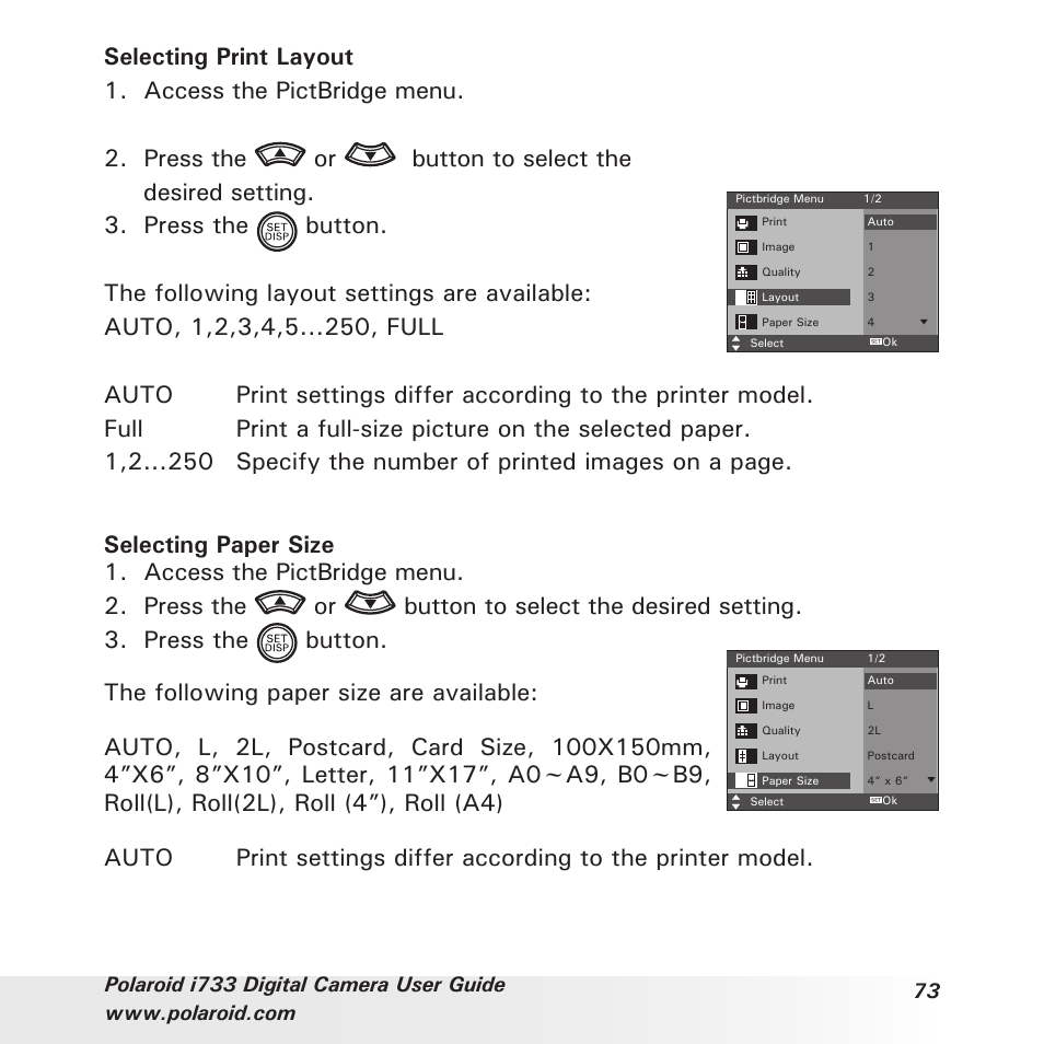 Polaroid i733 User Manual | Page 73 / 105