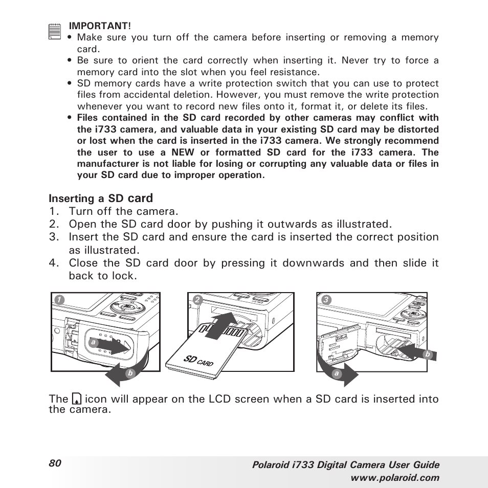 Card | Polaroid i733 User Manual | Page 80 / 105
