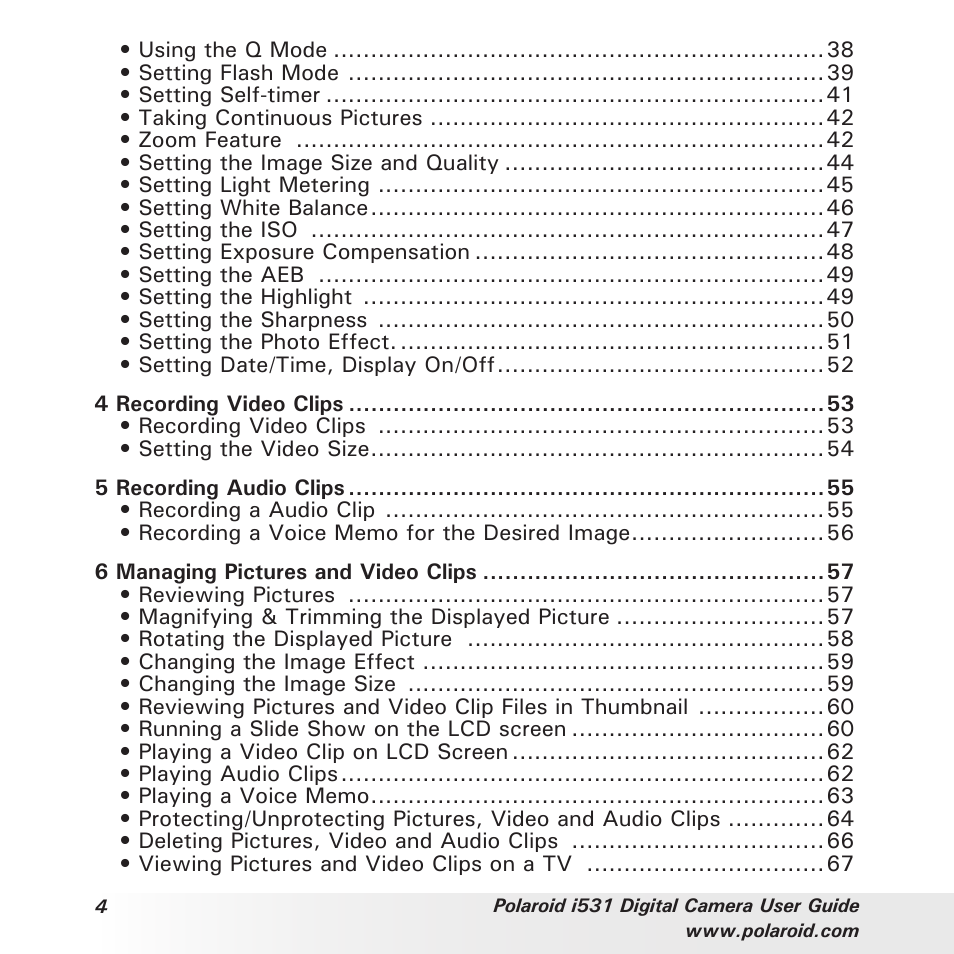 Polaroid i531 User Manual | Page 4 / 105