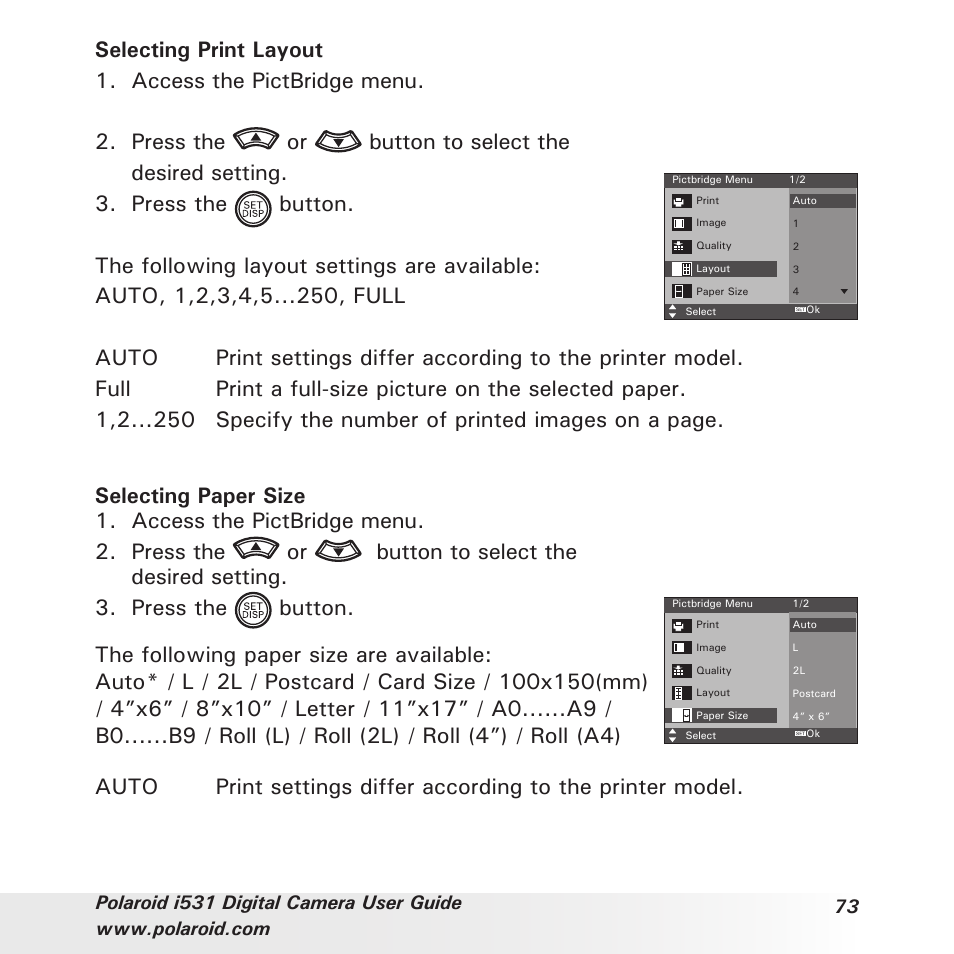 Polaroid i531 User Manual | Page 73 / 105