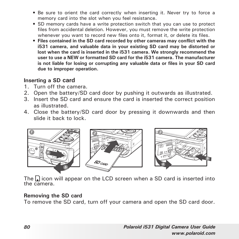 Card | Polaroid i531 User Manual | Page 80 / 105