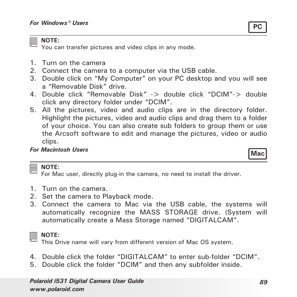 Polaroid i531 User Manual | Page 89 / 105