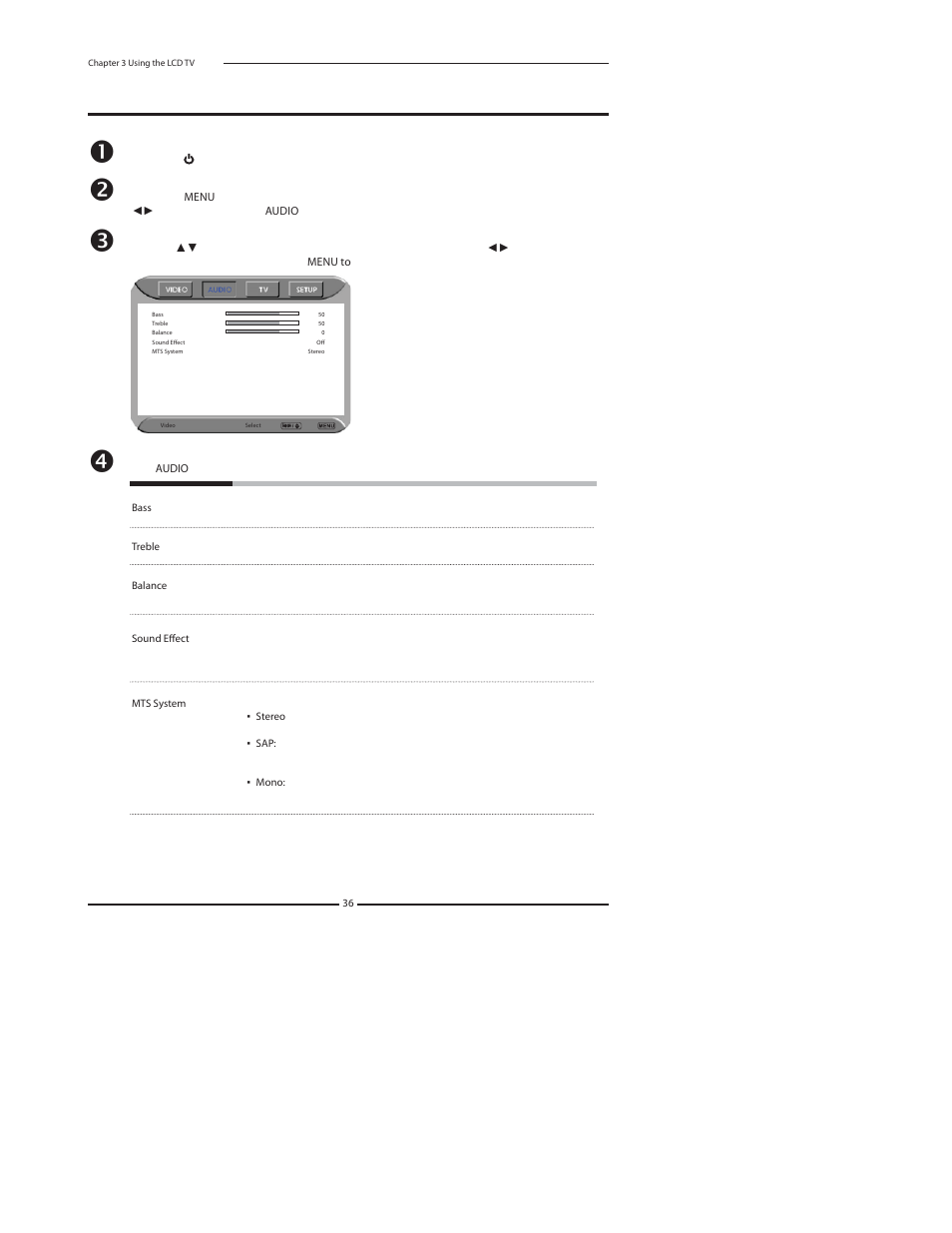 Customizing the audio settings | Polaroid 37" User Manual | Page 37 / 76