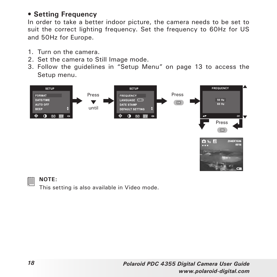 Setting frequency | Polaroid PDC 4355 User Manual | Page 18 / 80