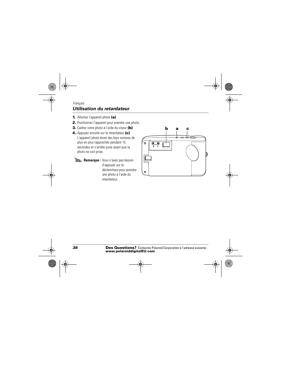 Utilisation du retar ateur | Polaroid Flash 640 SE User Manual | Page 38 / 80