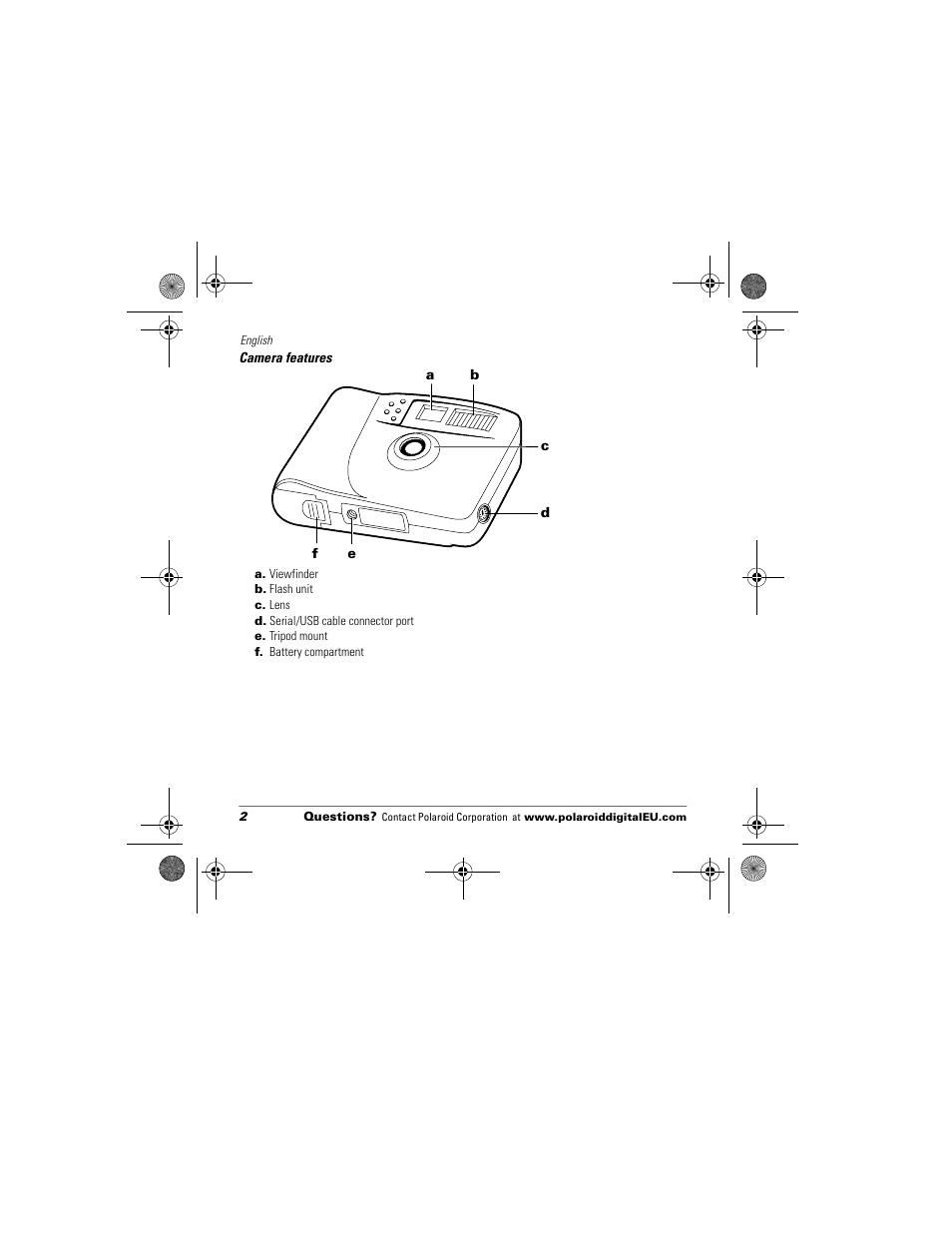 Camera features | Polaroid Flash 640 SE User Manual | Page 4 / 80