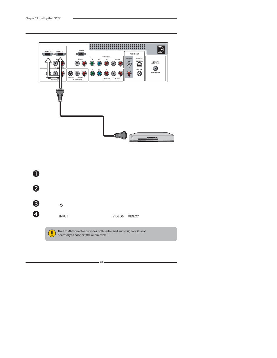 Connecting an av equipment with hdmi connector | Polaroid TDA-03211C User Manual | Page 30 / 72