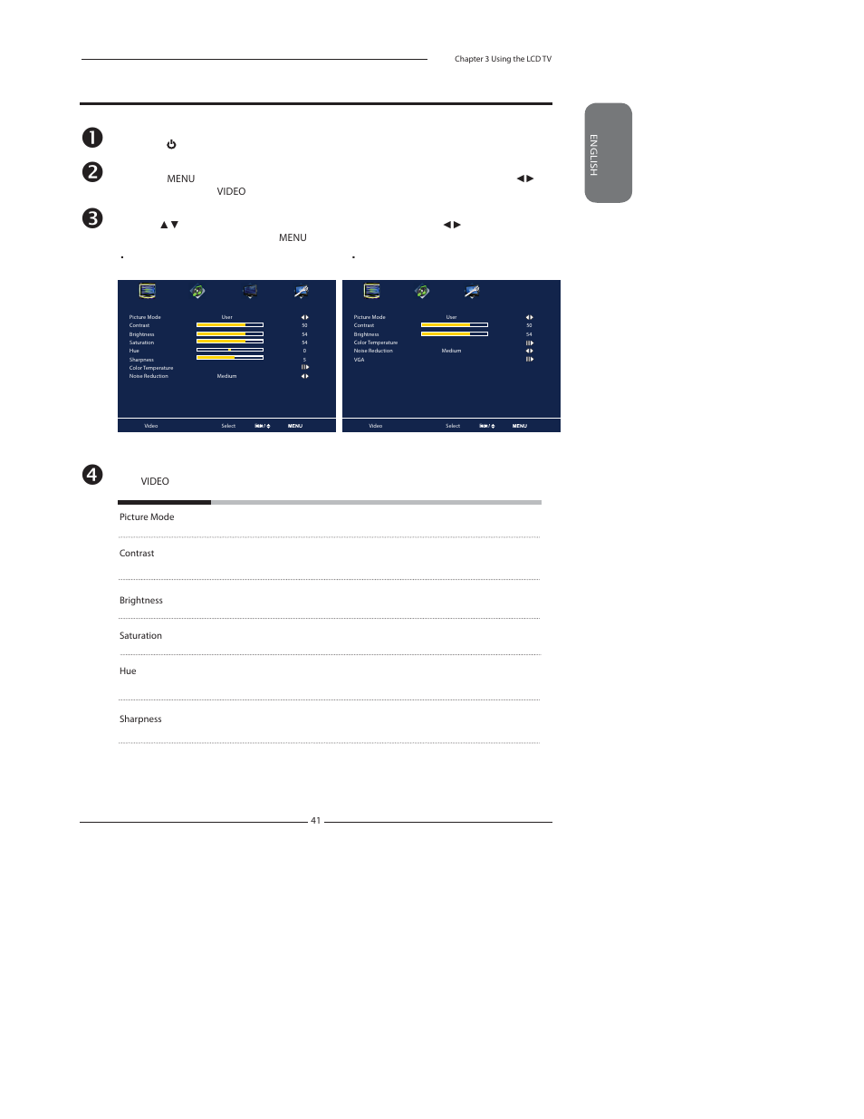 Customizing the video settings | Polaroid TDA-03211C User Manual | Page 43 / 72