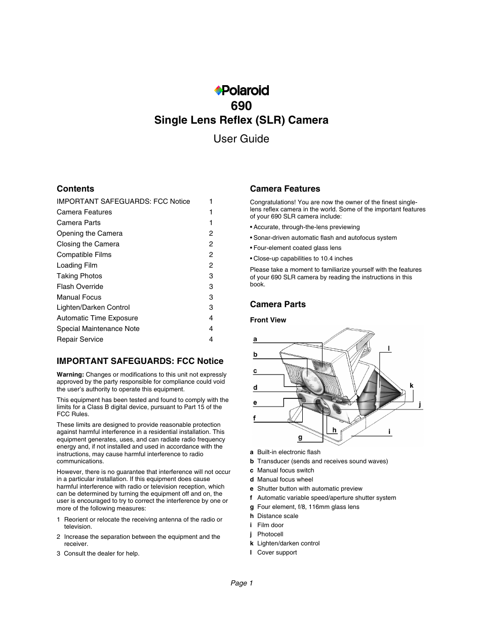 Polaroid 690 User Manual | Page 2 / 5