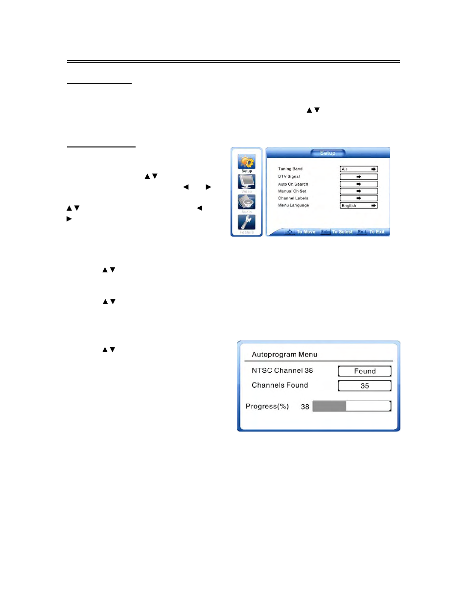 System setup and operation, Preparations, Setup setting | Polaroid FXM-2611C User Manual | Page 25 / 46