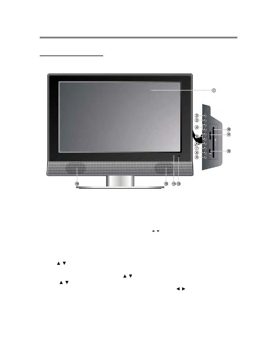 Front panel, Front and right view | Polaroid FXM-2611C User Manual | Page 8 / 46