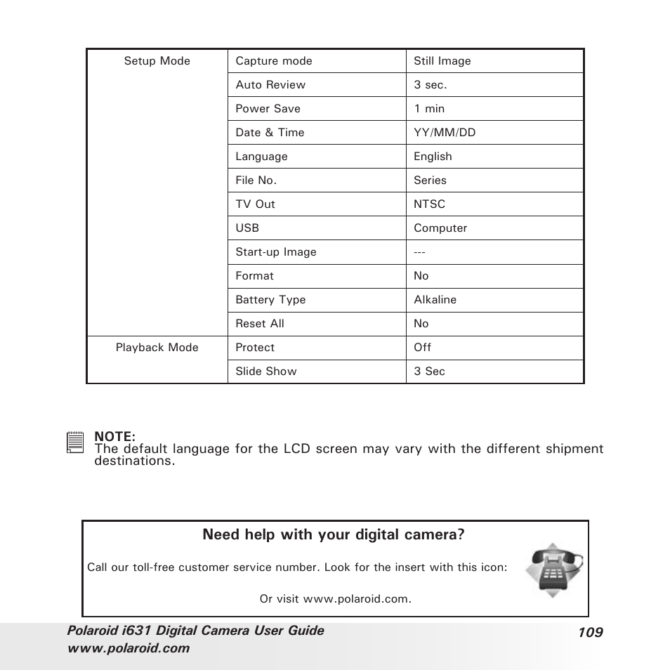 Need help with your digital camera | Polaroid I631 User Manual | Page 109 / 113