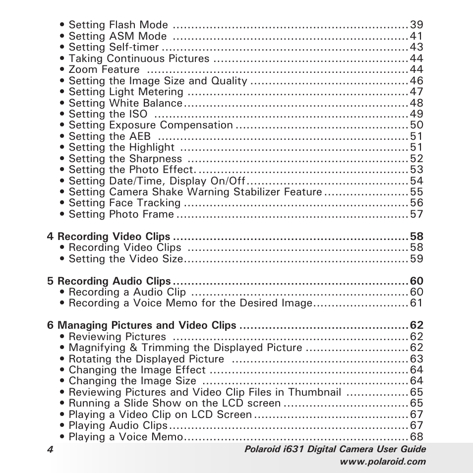 Polaroid I631 User Manual | Page 4 / 113