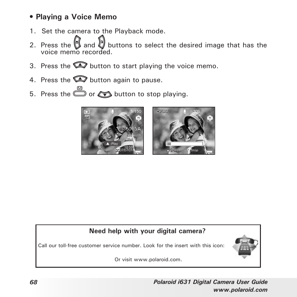 Need help with your digital camera | Polaroid I631 User Manual | Page 68 / 113