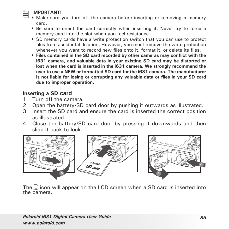 Card | Polaroid I631 User Manual | Page 85 / 113