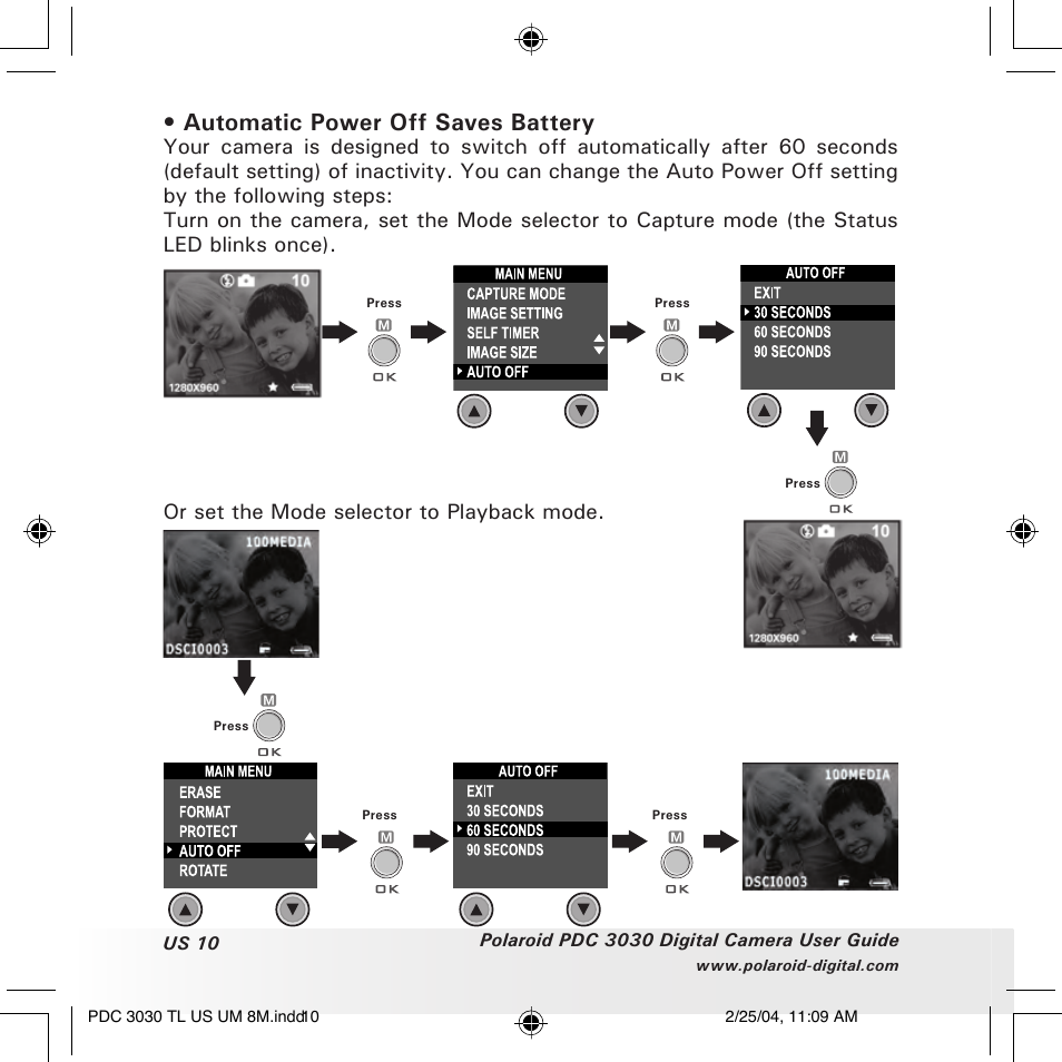 Automatic power off saves battery, Or set the mode selector to playback mode | Polaroid PDC 3030 User Manual | Page 10 / 145