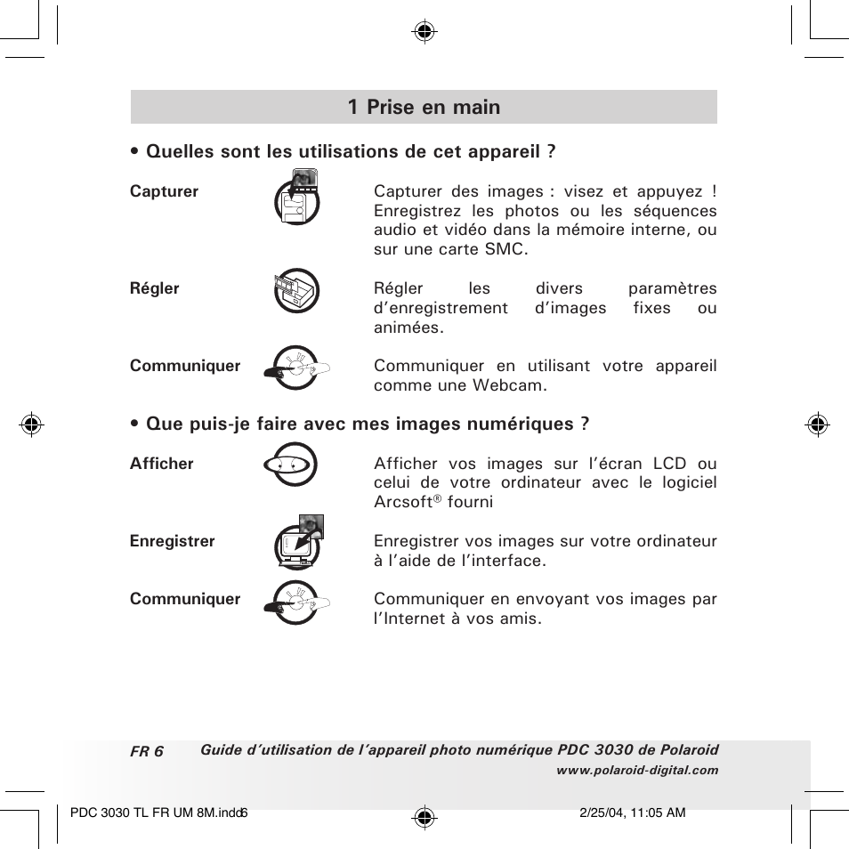 1 prise en main | Polaroid PDC 3030 User Manual | Page 102 / 145