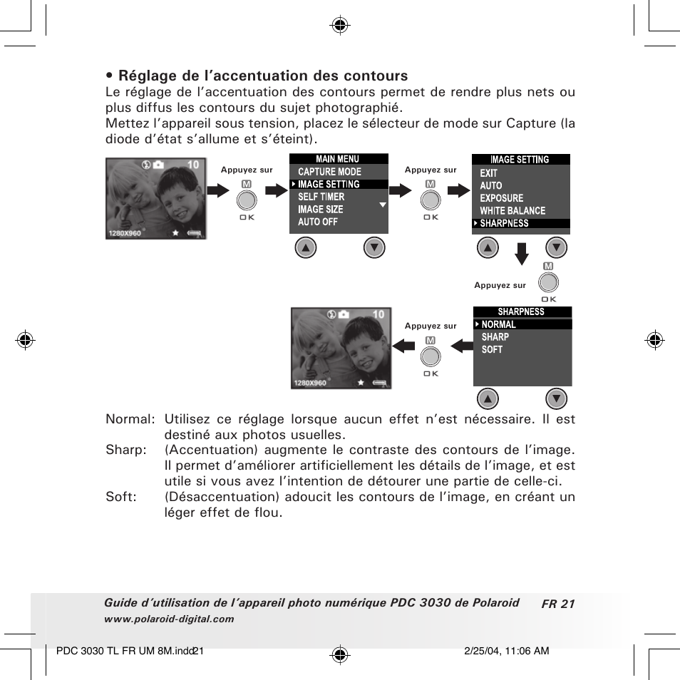 Réglage de l’accentuation des contours | Polaroid PDC 3030 User Manual | Page 117 / 145