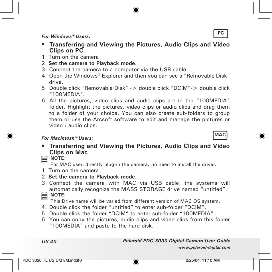 Polaroid PDC 3030 User Manual | Page 40 / 145