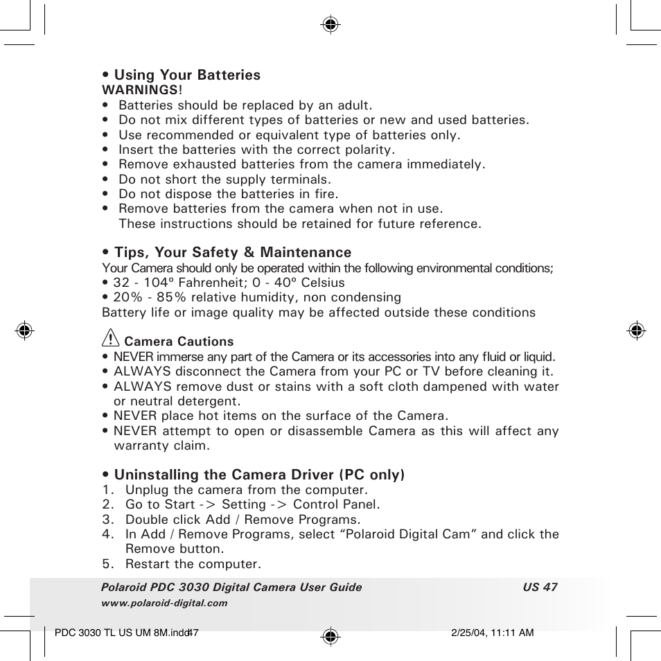 Polaroid PDC 3030 User Manual | Page 47 / 145