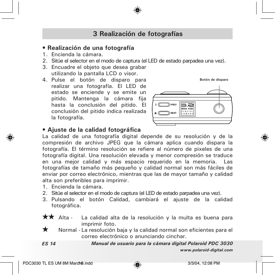 3 realización de fotografías | Polaroid PDC 3030 User Manual | Page 62 / 145