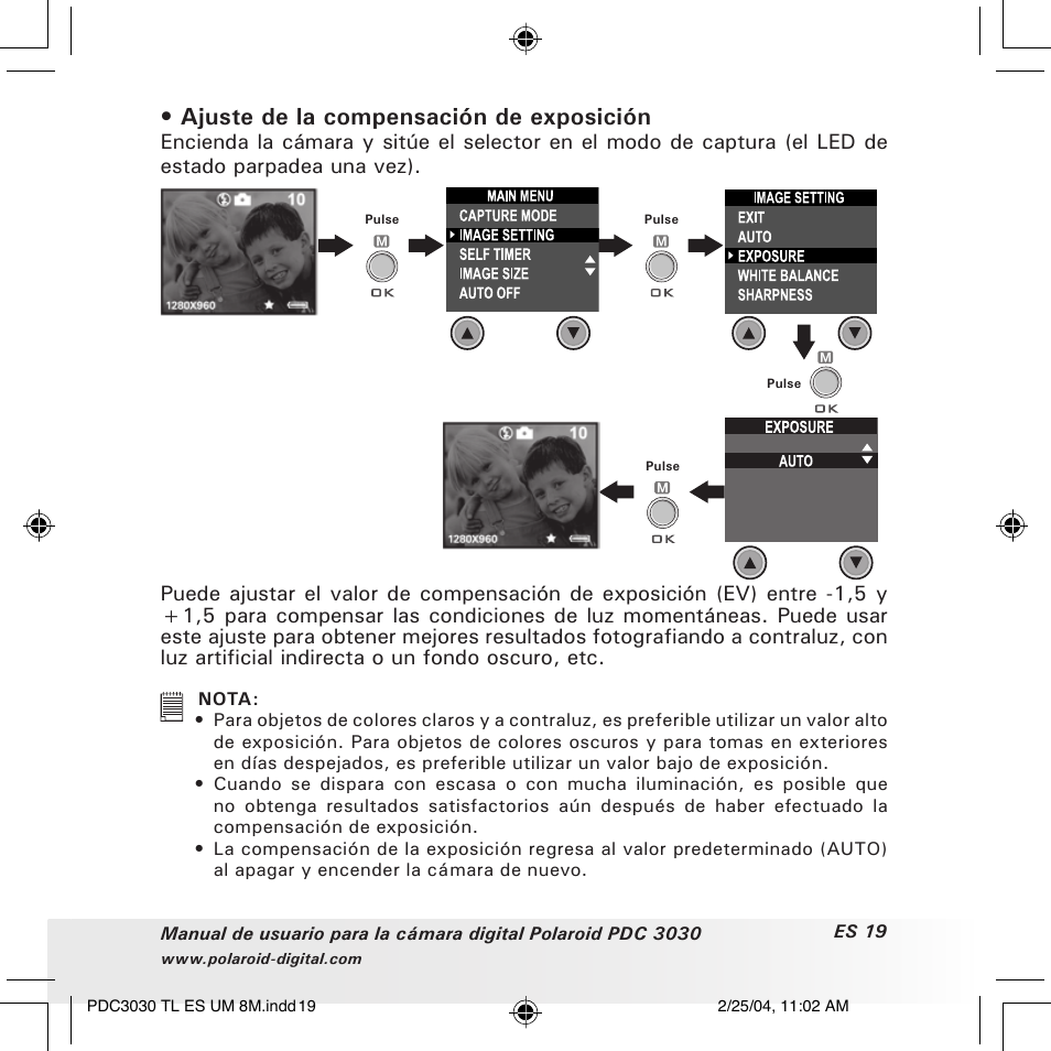 Ajuste de la compensación de exposición | Polaroid PDC 3030 User Manual | Page 67 / 145