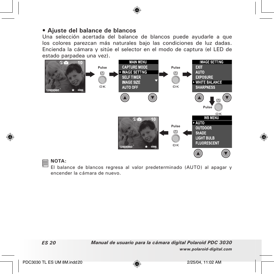 Ajuste del balance de blancos | Polaroid PDC 3030 User Manual | Page 68 / 145