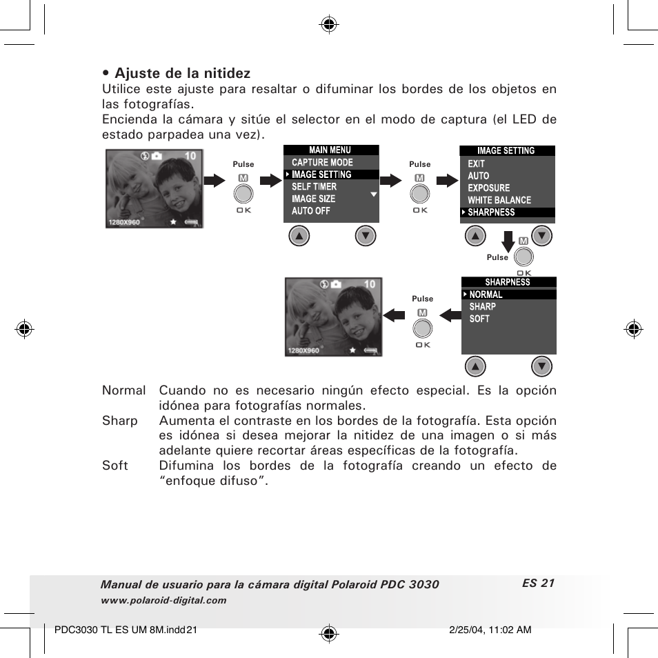 Ajuste de la nitidez | Polaroid PDC 3030 User Manual | Page 69 / 145