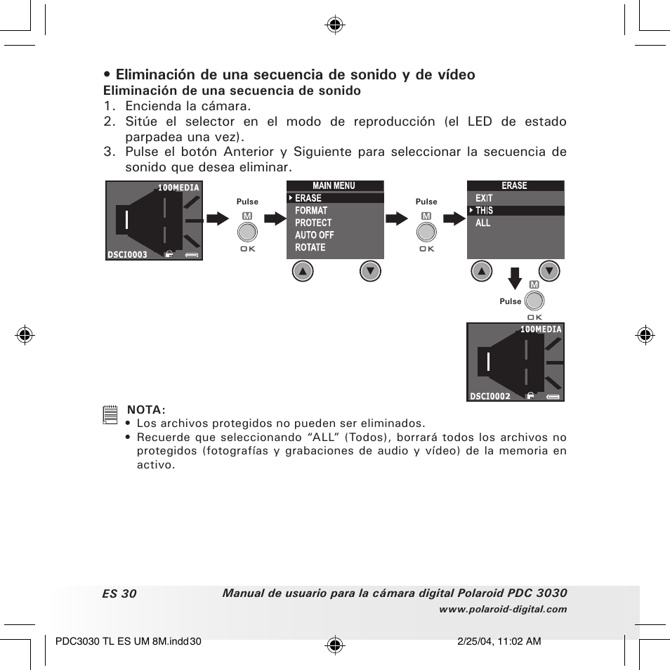 Eliminación de una secuencia de sonido y de vídeo | Polaroid PDC 3030 User Manual | Page 78 / 145