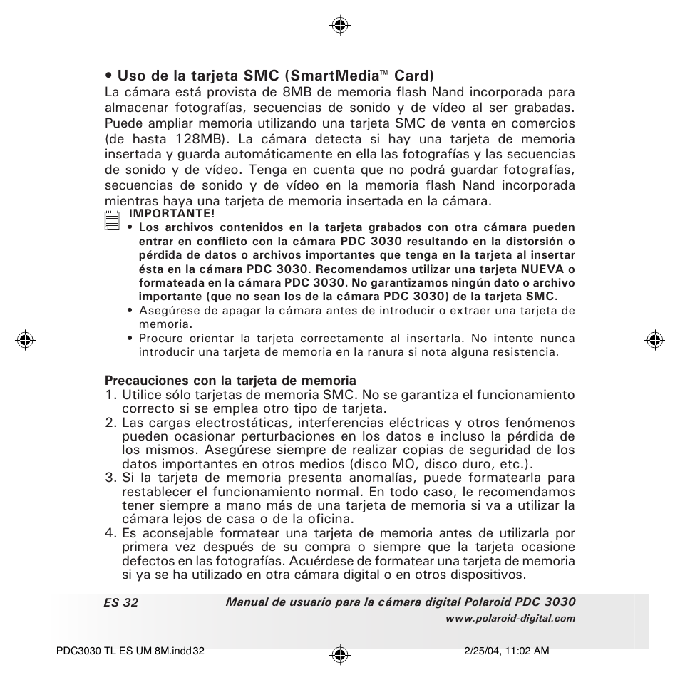 Uso de la tarjeta smc (smartmedia™ card) | Polaroid PDC 3030 User Manual | Page 80 / 145
