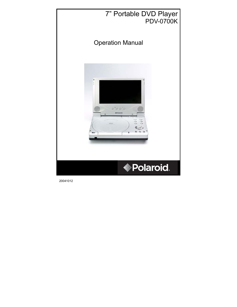 Polaroid PDV-0700K User Manual | 29 pages