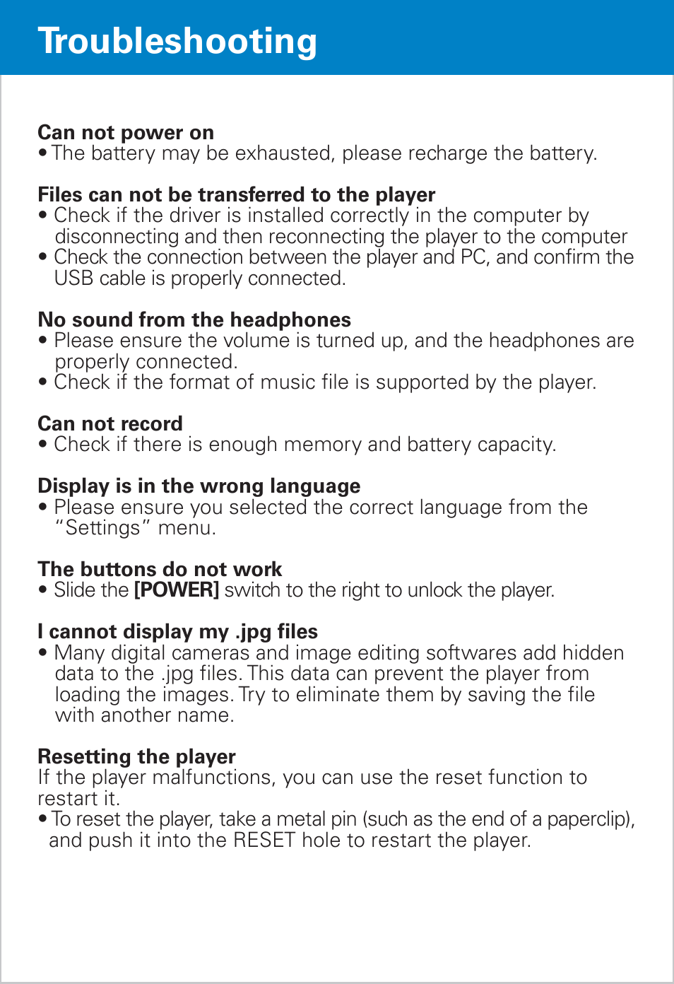 Troubleshooting | Polaroid PMP281-8 User Manual | Page 13 / 14