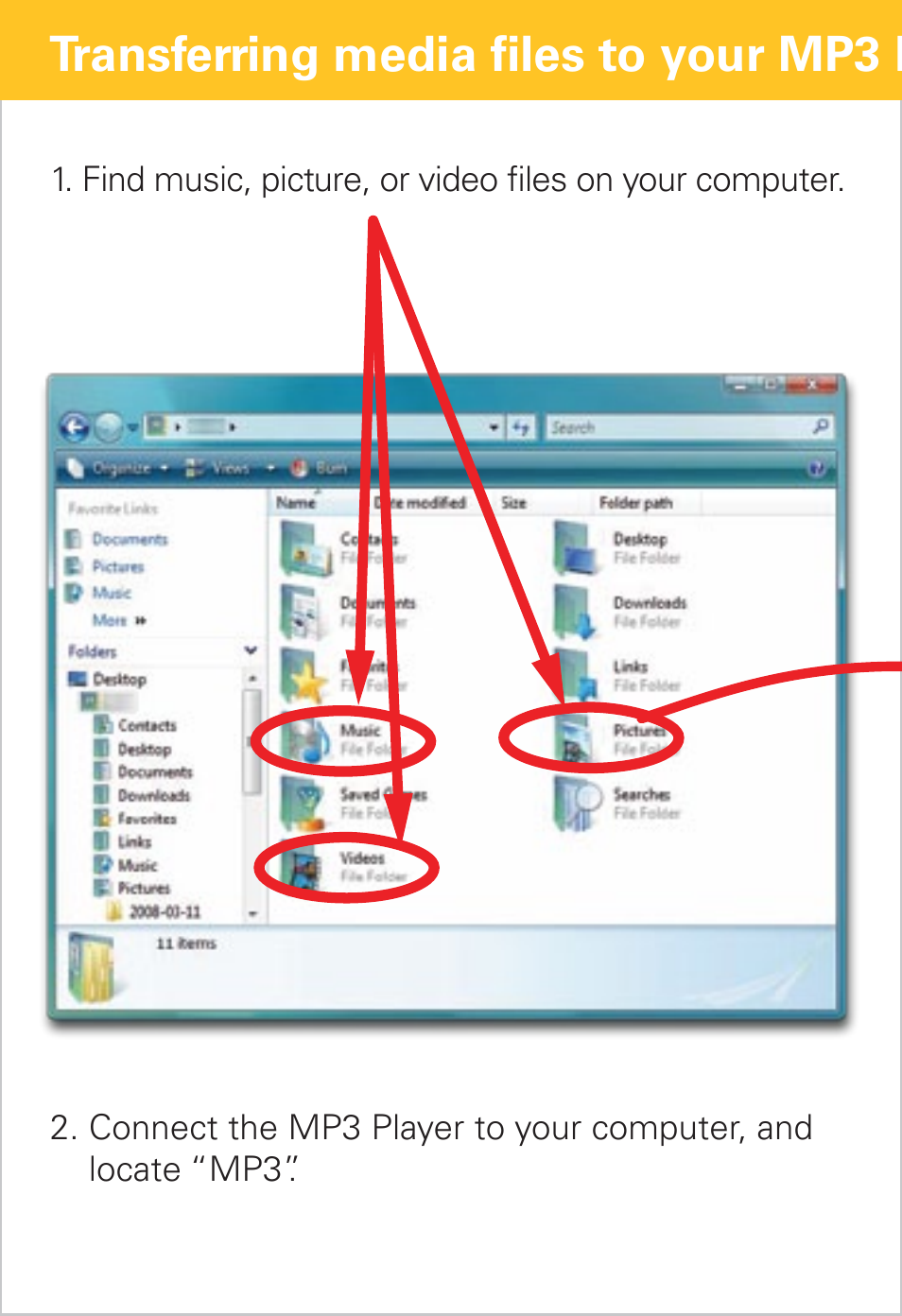 Transferring media files to your mp3 player | Polaroid PMP281-8 User Manual | Page 7 / 14