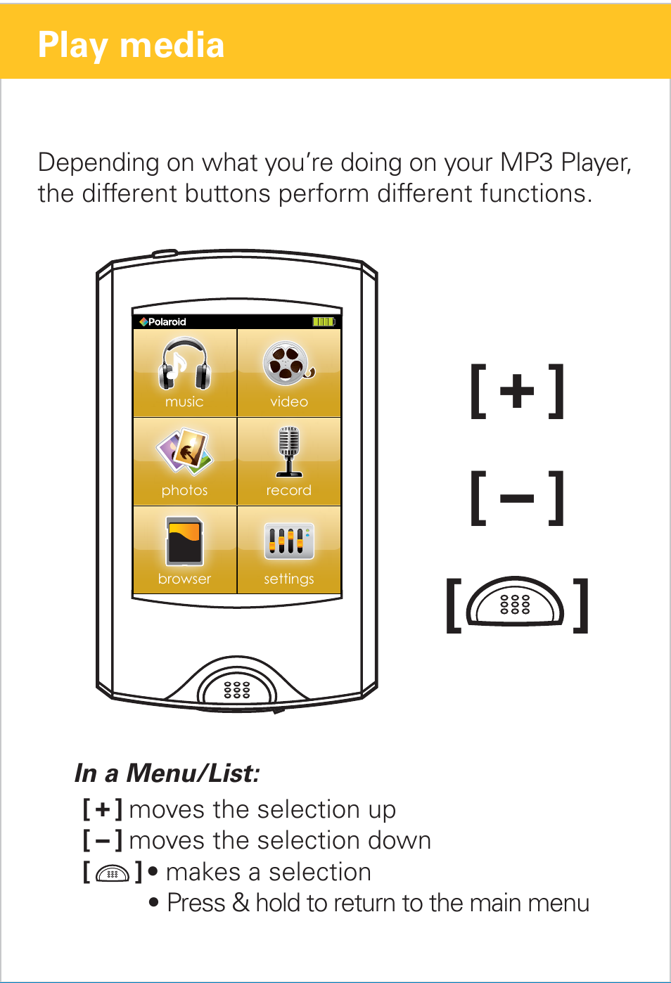 Play media | Polaroid PMP281-8 User Manual | Page 9 / 14
