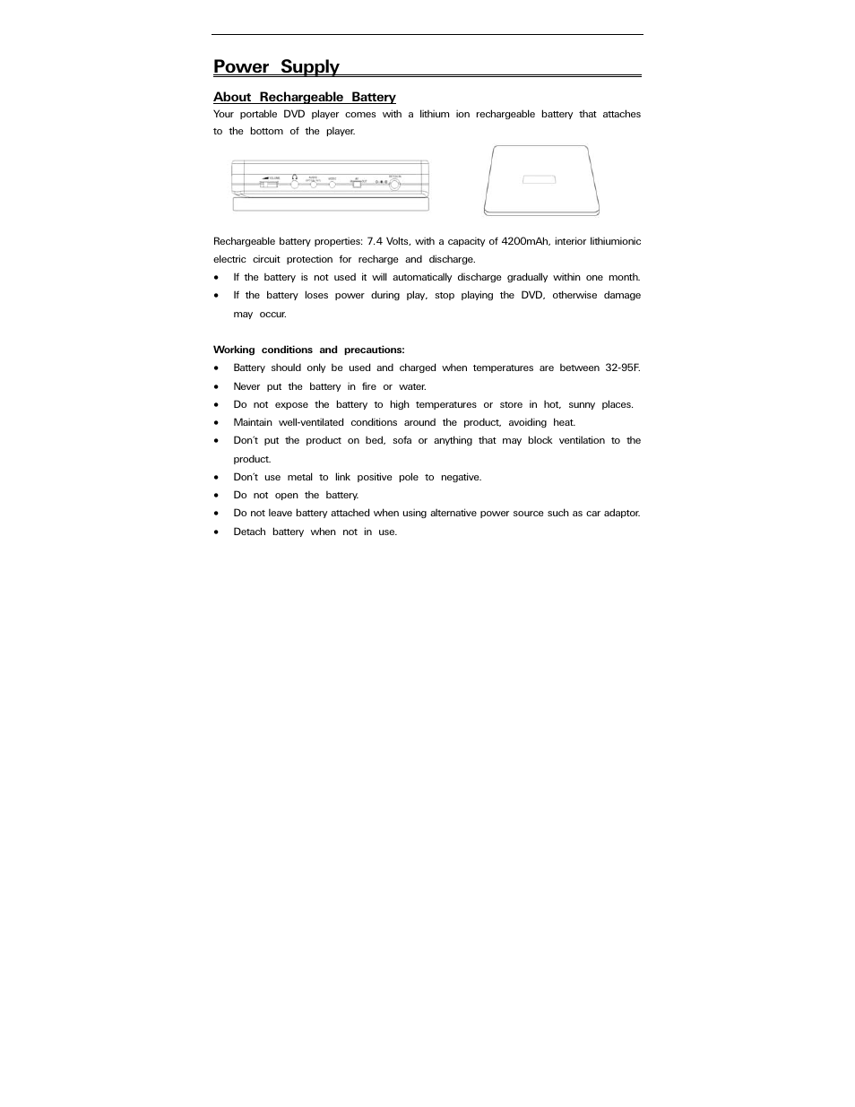 Power supply | Polaroid PDV-0823A User Manual | Page 16 / 31