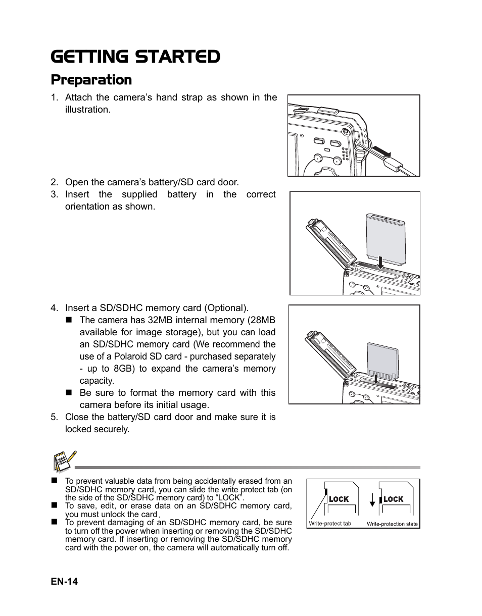 Getting started, Preparation | Polaroid t833 User Manual | Page 15 / 45