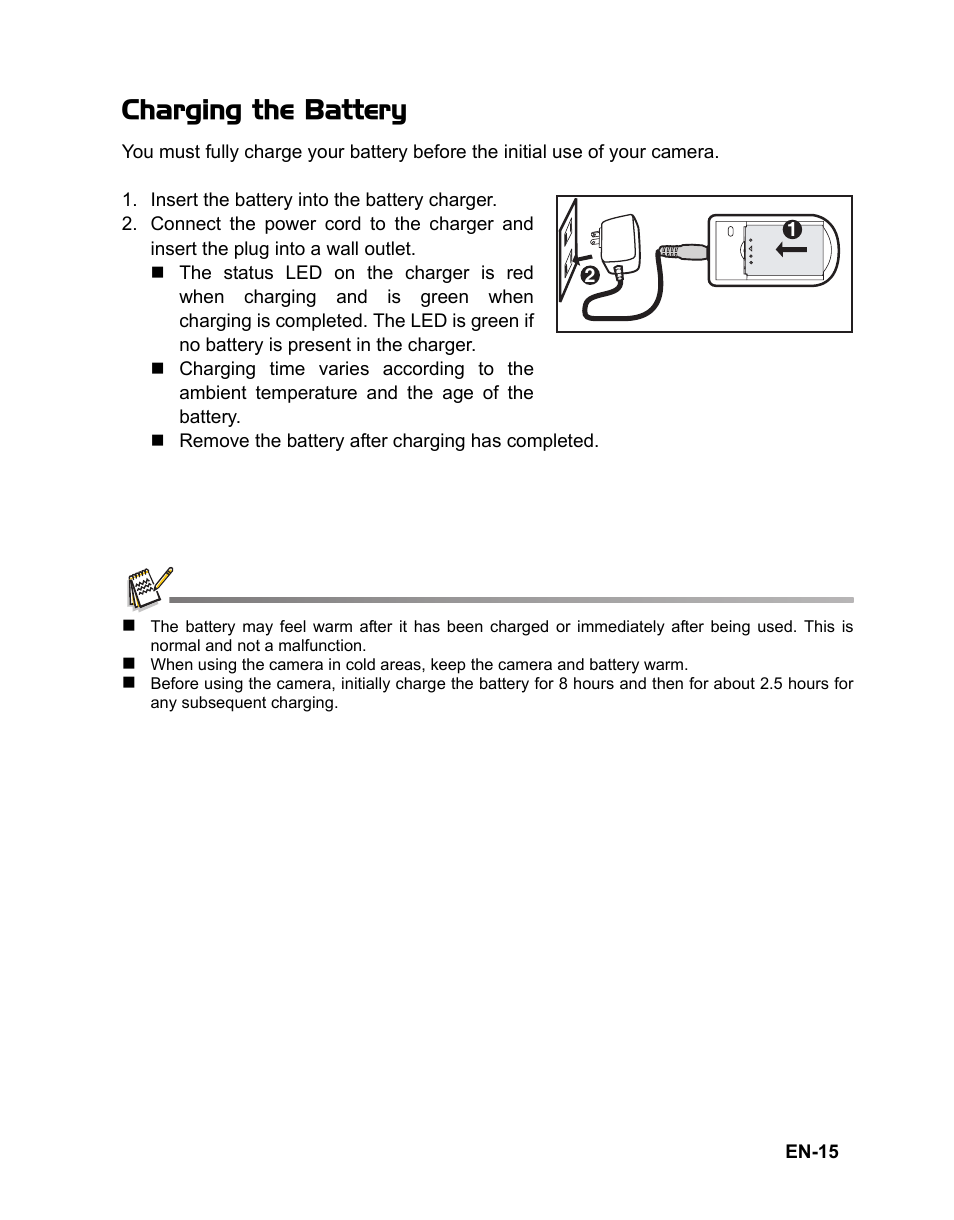 Charging the battery | Polaroid t833 User Manual | Page 16 / 45