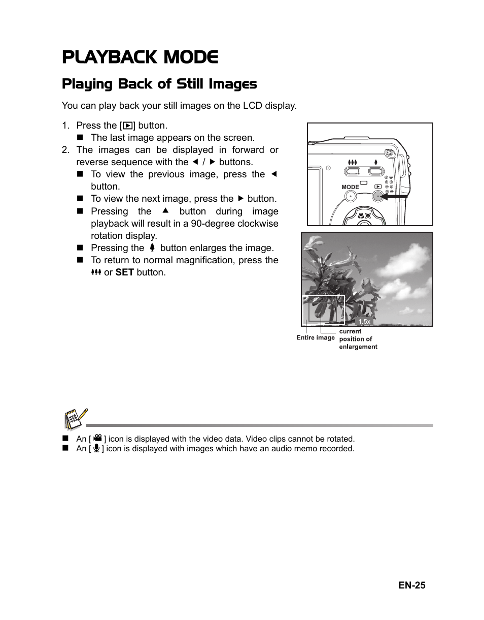 Playback mode, Playing back of still images | Polaroid t833 User Manual | Page 26 / 45