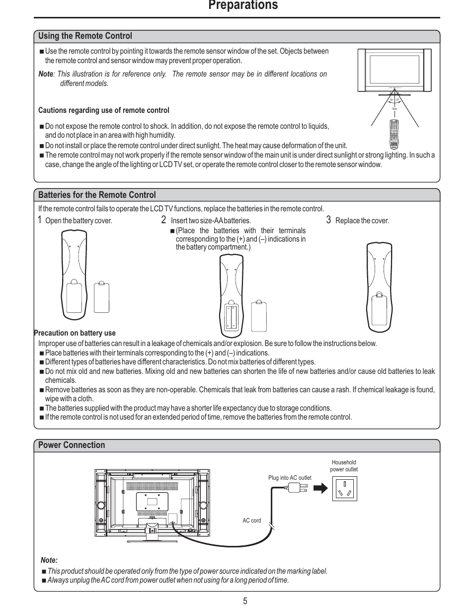 Preparations | Polaroid FLM-3225 User Manual | Page 8 / 42