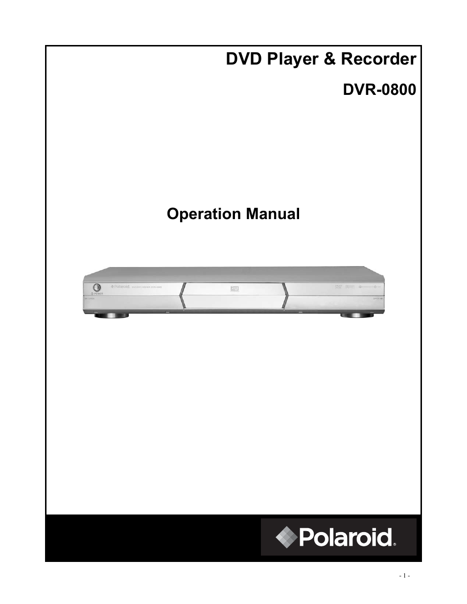 Polaroid DVR-0800 User Manual | 29 pages