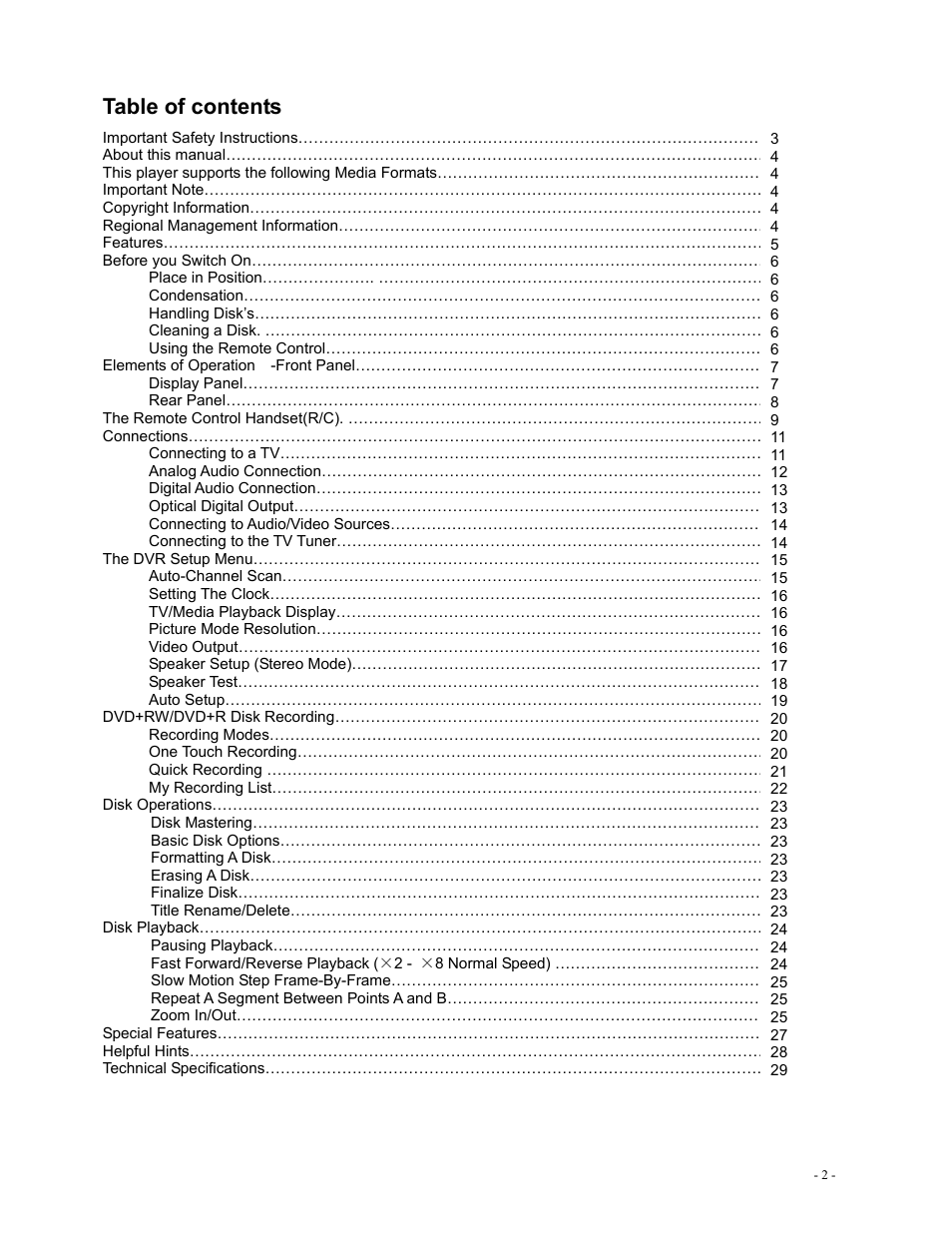 Polaroid DVR-0800 User Manual | Page 2 / 29