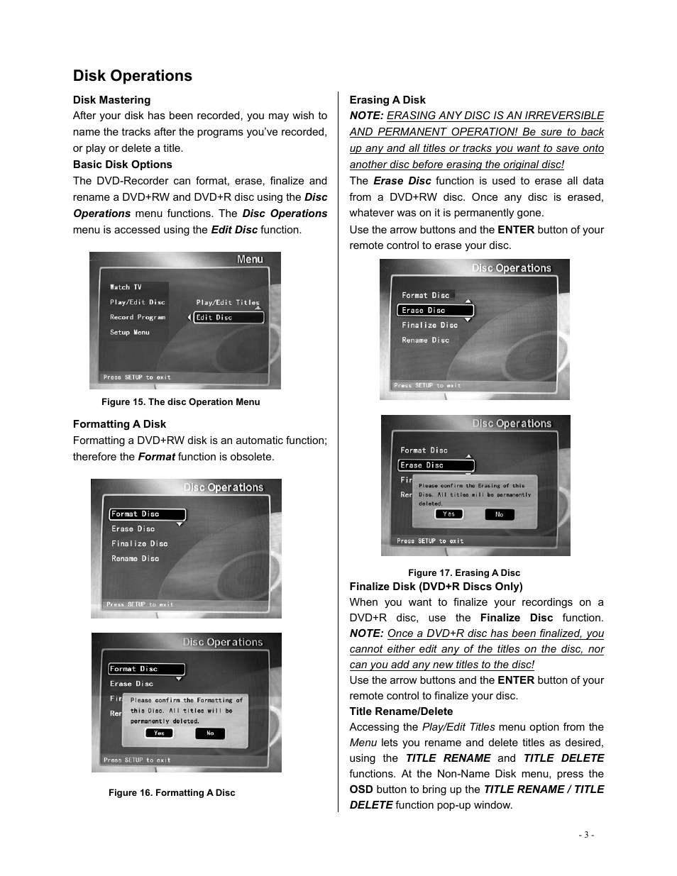Disk operations | Polaroid DVR-0800 User Manual | Page 23 / 29